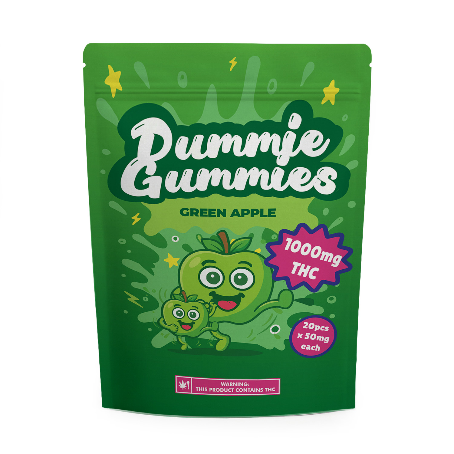 Dummie Gummies – Green Apple 1000mg THC Gummies