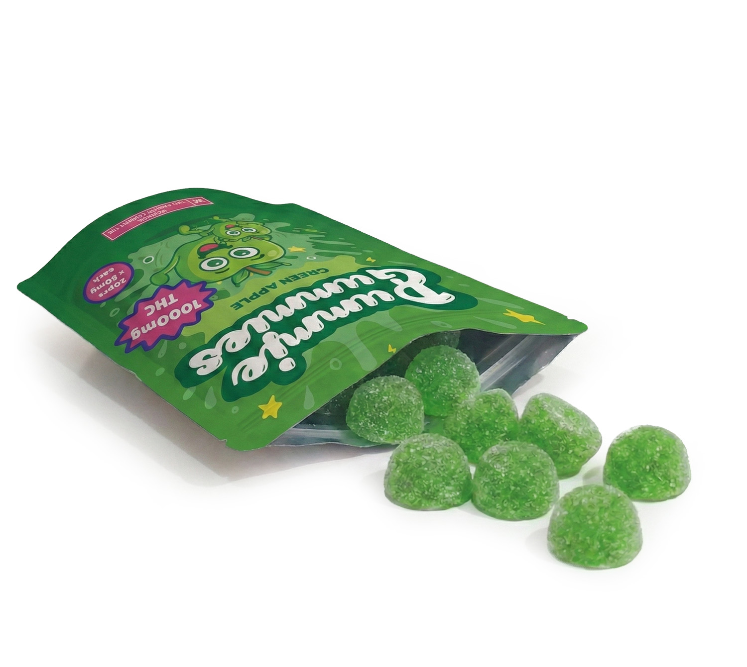 Dummie Gummies – Green Apple 1000mg THC Gummies - Image 3